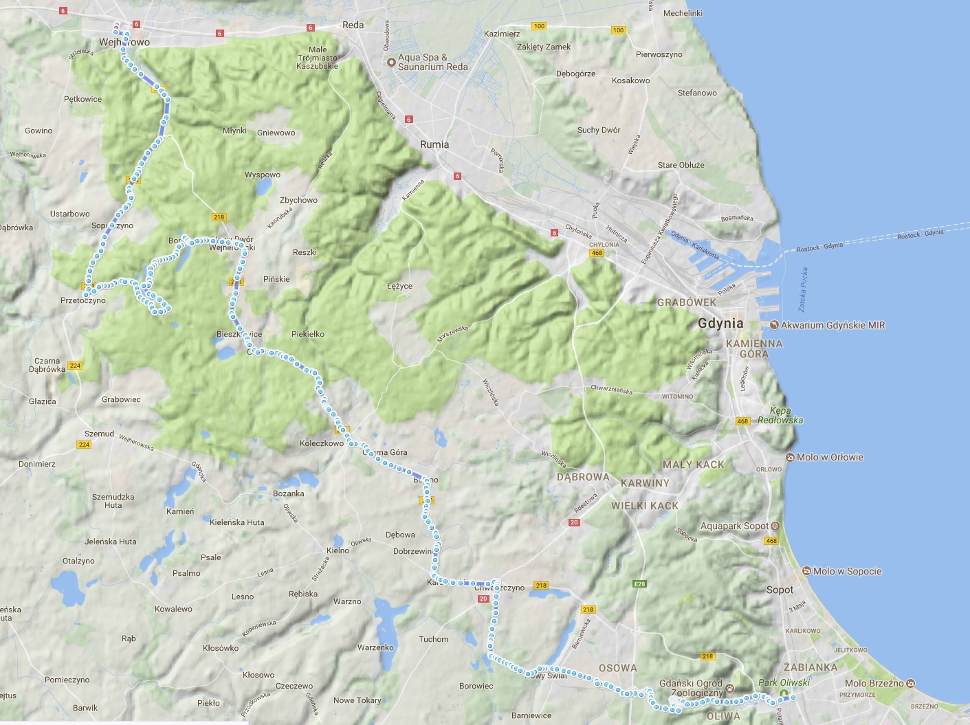 rowerem po Kaszubach mapa