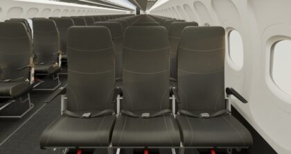 wizualizacja nowych foteli w samolotach easyJet z większą przestrzenią na nogi