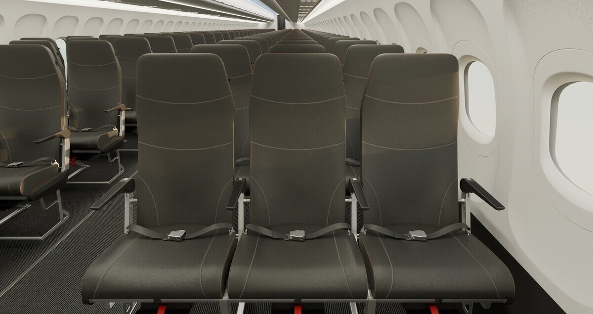 wizualizacja nowych foteli w samolotach easyJet z większą przestrzenią na nogi