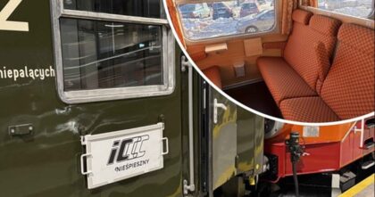 retro pociąg Nieśpieszny PKP Intercity wagony z lat 80