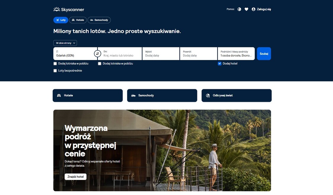 Skyscanner wyszukiwarka lotów – wyniki wyszukiwania tanich biletów lotniczych