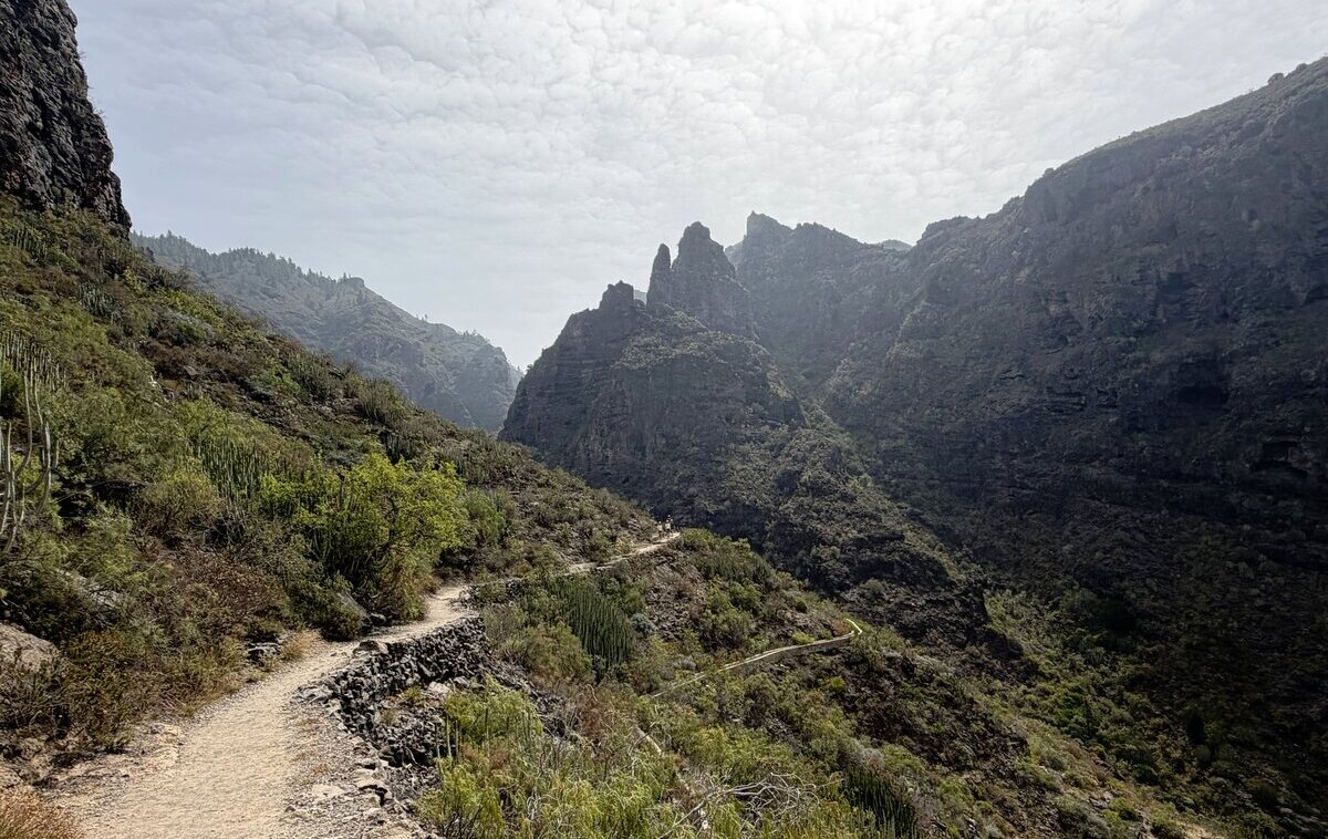 Widok ze szlaku Barranco del Infierno podczas drogi powrotnej, w kierunku zejścia w głąb wąwozu.